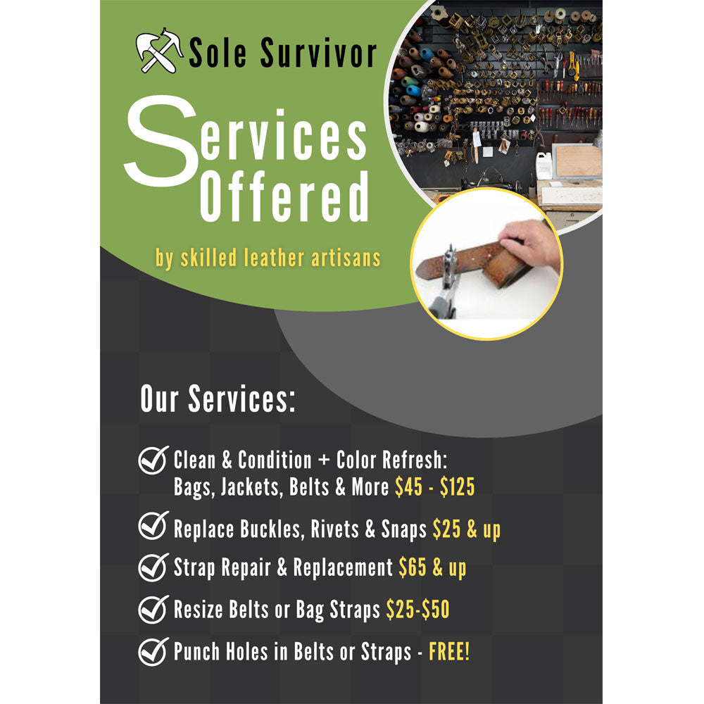 Update on Services Offered by Kay @ Sole Survivor Leather