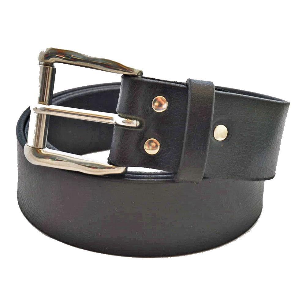 Men Black Solid Leather Belt